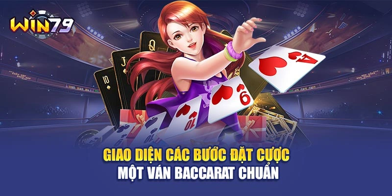 Giao diện các bước đặt cược một ván Baccarat chuẩn