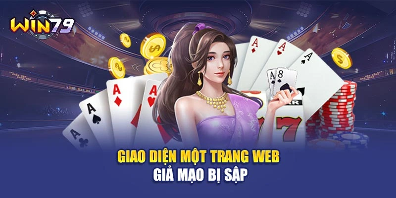 Giao diện một trang web giả mạo bị sập